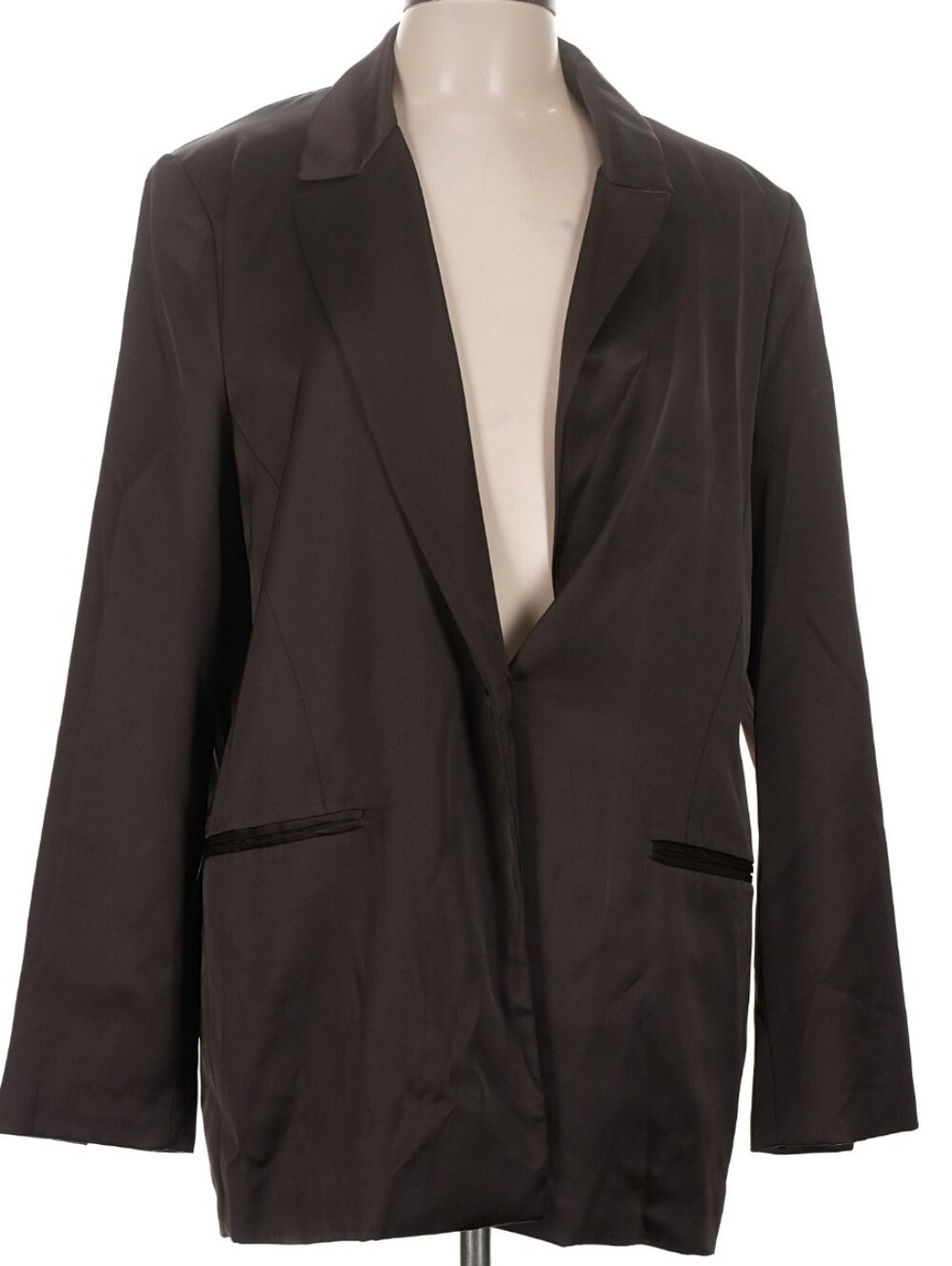 ZARA Satin Effect Blazer Brown Size L - Picture 12 of 15